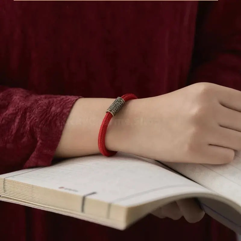 Nine-Vehicle Kasyapa Six-Word Mantra Good Luck Magnetic Clasp Braided Bracelet-LuckyCharms.Shop