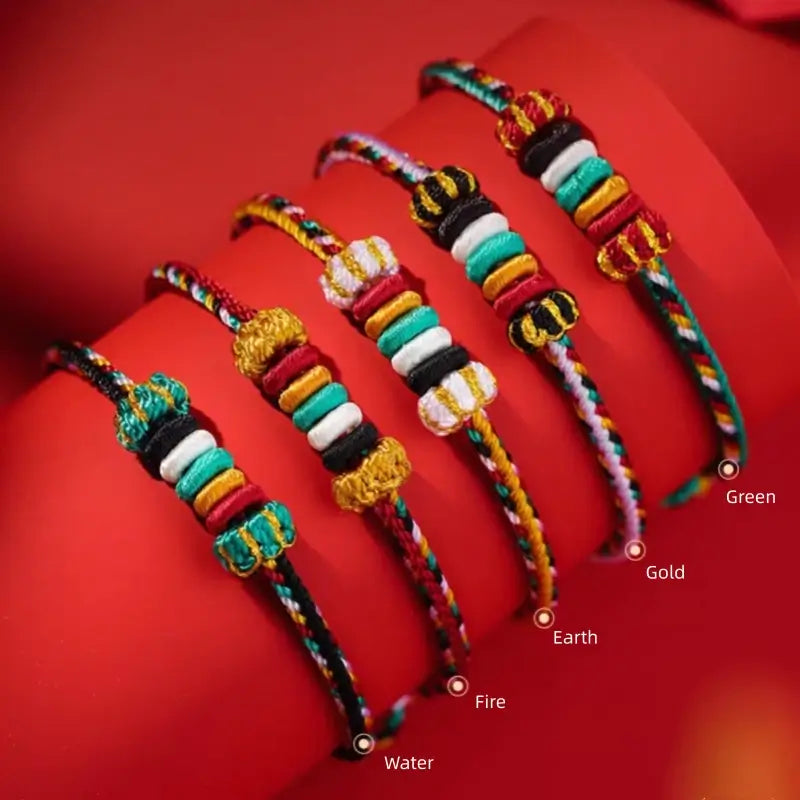 Mount Putuo Blessed Five Elements Completion Hand-Woven Bracelet | Lucky Protection & Energy Balance