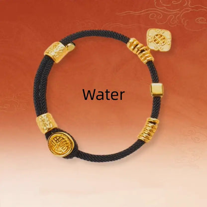 National Library of China Five Elements Good Fortune Hand-Woven Bracelet | Cultural & Lucky Jewelry
