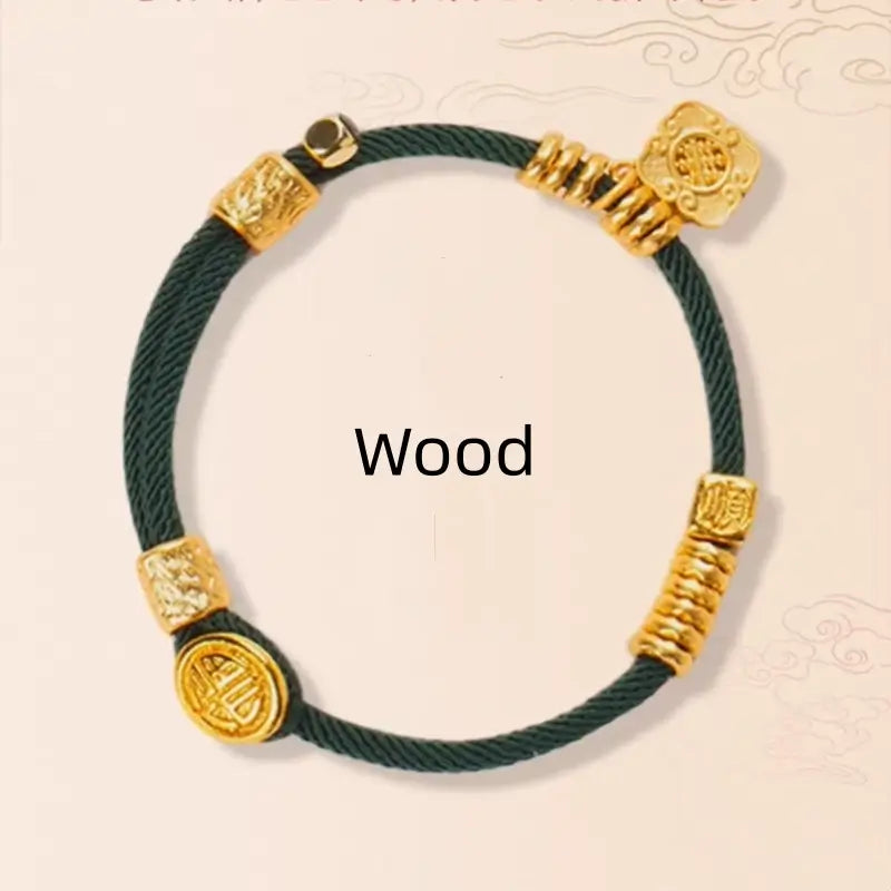 National Library of China Five Elements Good Fortune Hand-Woven Bracelet | Cultural & Lucky Jewelry