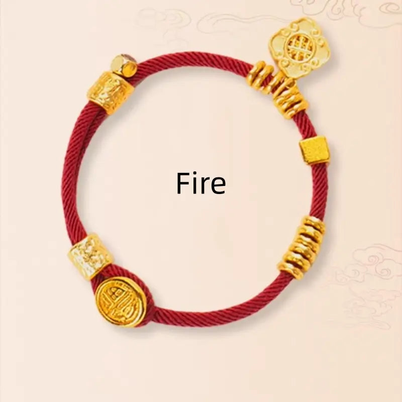 National Library of China Five Elements Good Fortune Hand-Woven Bracelet | Cultural & Lucky Jewelry