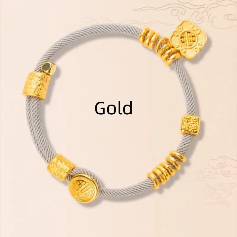 National Library of China Five Elements Good Fortune Hand-Woven Bracelet | Cultural & Lucky Jewelry