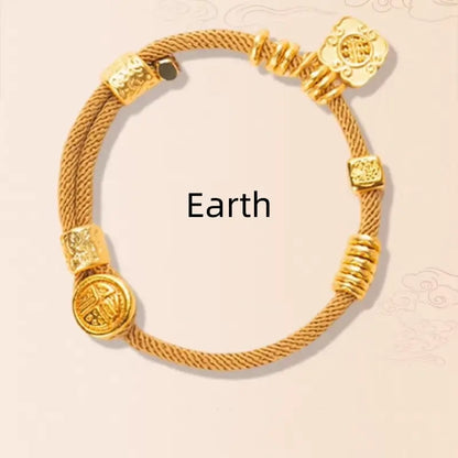 National Library of China Five Elements Good Fortune Hand-Woven Bracelet | Cultural & Lucky Jewelry