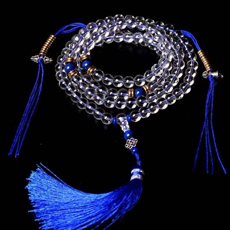 LuckyCharms Natural White Crystal 108 Mala Beads Bracelet