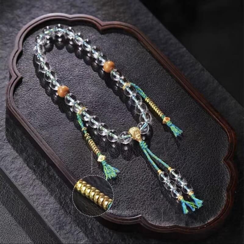 LuckyCharms Natural White Crystal Mala Wrist Beads