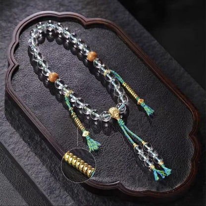 LuckyCharms Natural White Crystal Mala Wrist Beads