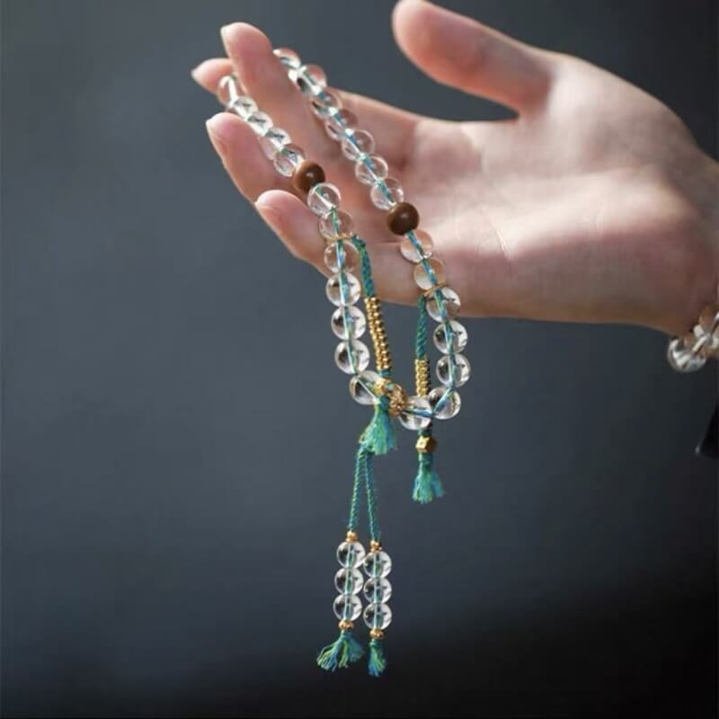 LuckyCharms Natural White Crystal Mala Wrist Beads