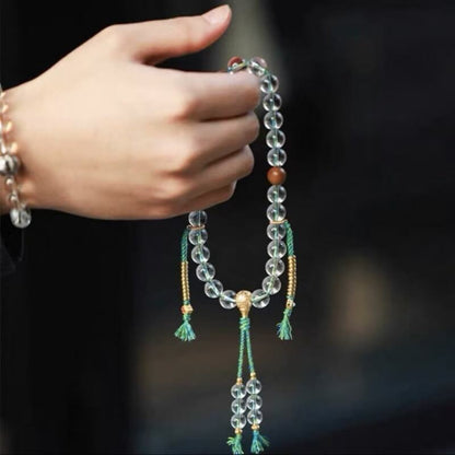 LuckyCharms Natural White Crystal Mala Wrist Beads