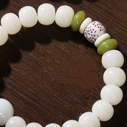 LuckyCharms White Jade Bodhi Seed Lotus Gourd Blessing Bracelet