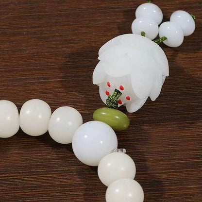 LuckyCharms White Jade Bodhi Seed Lotus Gourd Blessing Bracelet