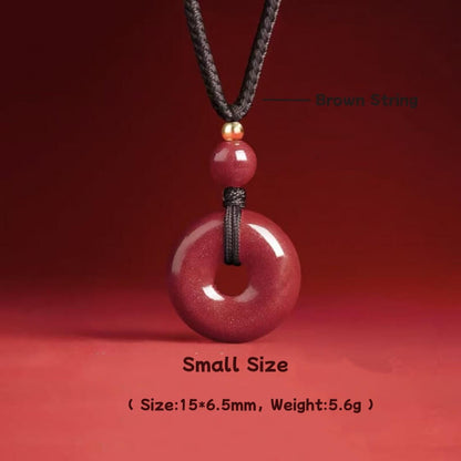 LuckyCharms Natural Cinnabar Peace Buckle Pendant Necklace