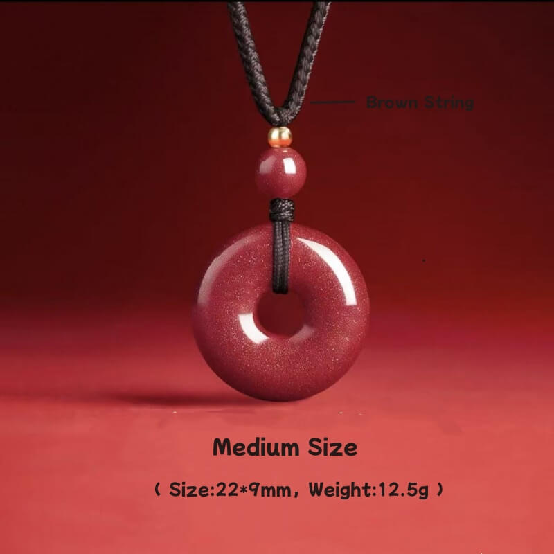 LuckyCharms Natural Cinnabar Peace Buckle Pendant Necklace