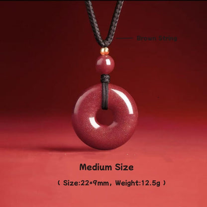 LuckyCharms Natural Cinnabar Peace Buckle Pendant Necklace