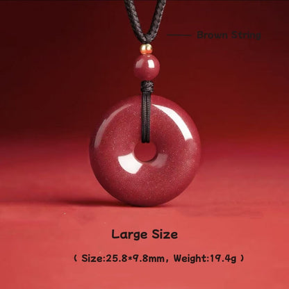 LuckyCharms Natural Cinnabar Peace Buckle Pendant Necklace