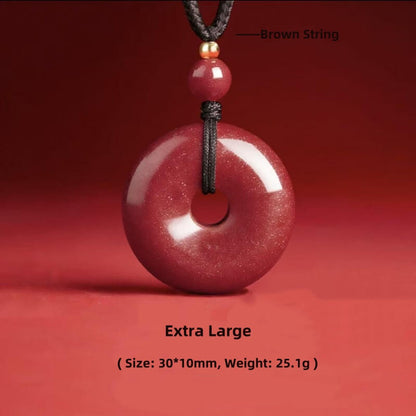 LuckyCharms Natural Cinnabar Peace Buckle Pendant Necklace