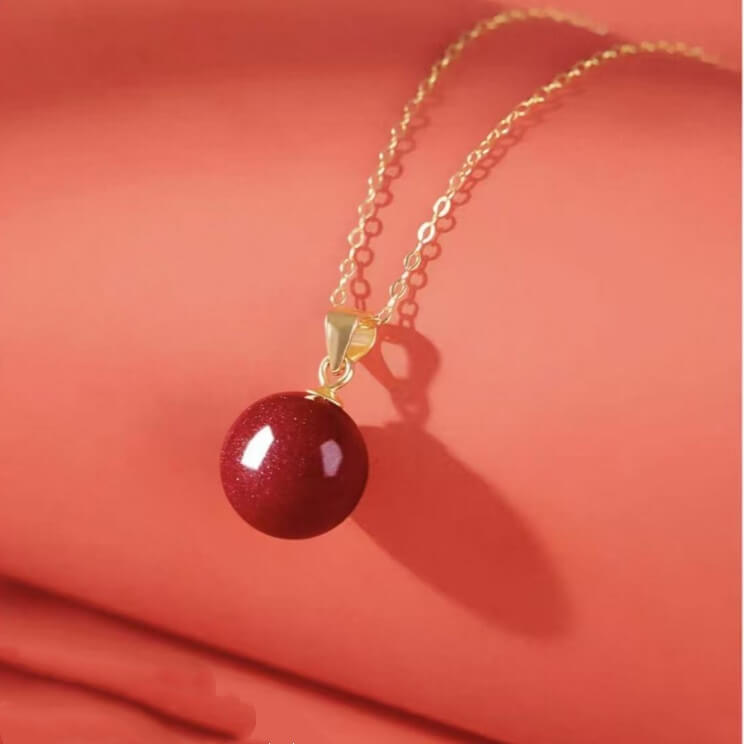 LuckyCharms Cinnabar Fortune-Turning Beads Pendant Necklace