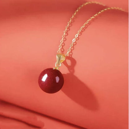 LuckyCharms Cinnabar Fortune-Turning Beads Pendant Necklace