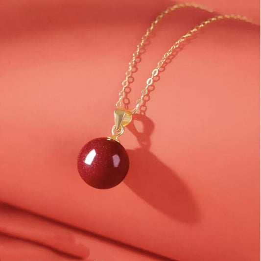 LuckyCharms Cinnabar Fortune-Turning Beads Pendant Necklace