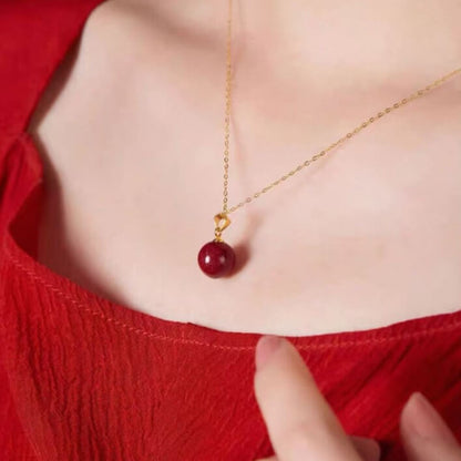 LuckyCharms Cinnabar Fortune-Turning Beads Pendant Necklace