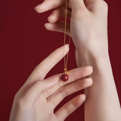 LuckyCharms Cinnabar Fortune-Turning Beads Pendant Necklace