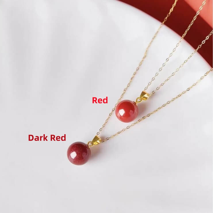 LuckyCharms Cinnabar Fortune-Turning Beads Pendant Necklace