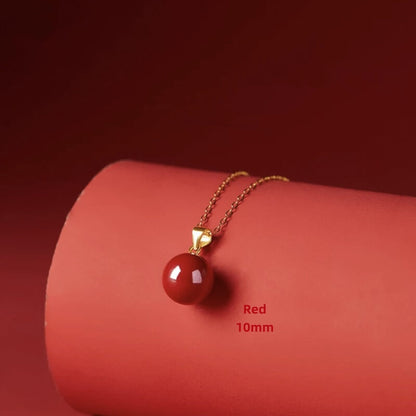 LuckyCharms Cinnabar Fortune-Turning Beads Pendant Necklace