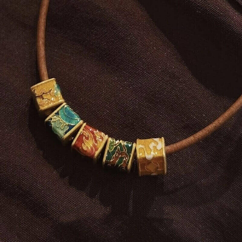 LuckyCharms Gold-plated Five Cubic Fortune-Turning WUXING Beads Necklace