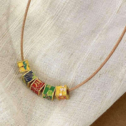 LuckyCharms Gold-plated Five Cubic Fortune-Turning WUXING Beads Necklace