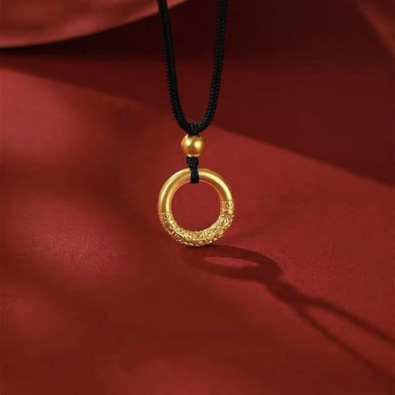 LuckyCharms Gold-plated Cloud Pattern Peace Buckle Pendant Necklace