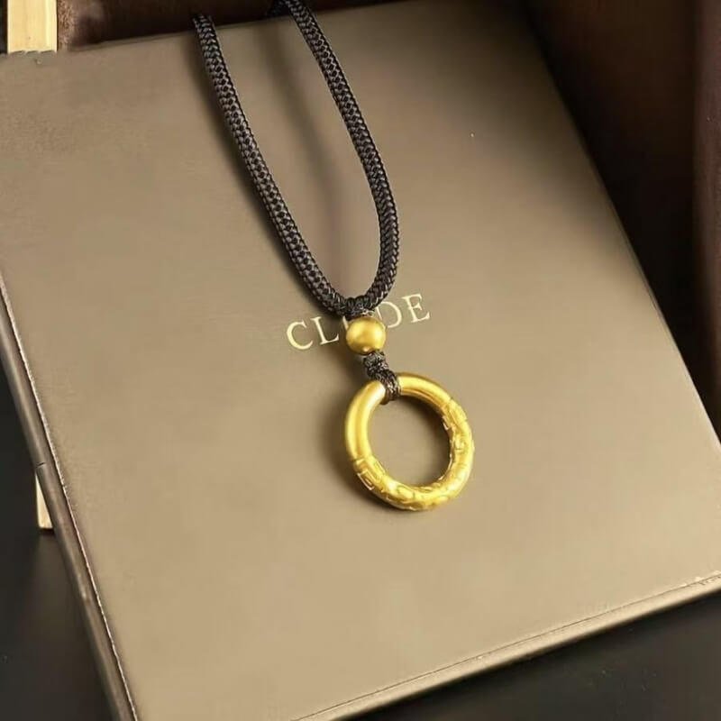 LuckyCharms Gold-plated Cloud Pattern Peace Buckle Pendant Necklace