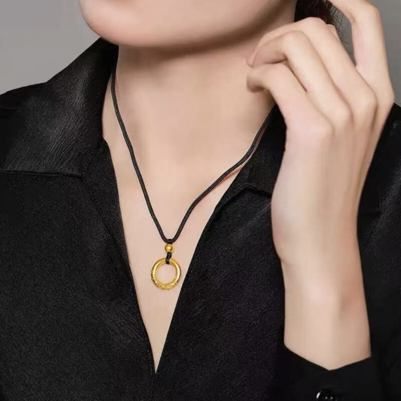 LuckyCharms Gold-plated Cloud Pattern Peace Buckle Pendant Necklace