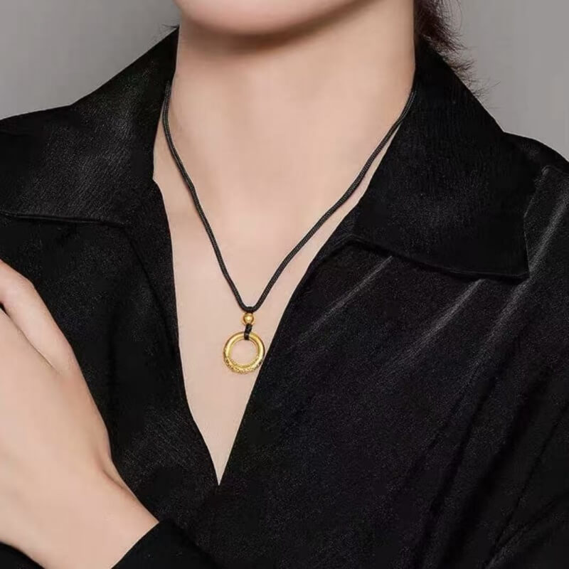 LuckyCharms Gold-plated Cloud Pattern Peace Buckle Pendant Necklace