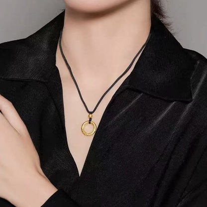 LuckyCharms Gold-plated Cloud Pattern Peace Buckle Pendant Necklace