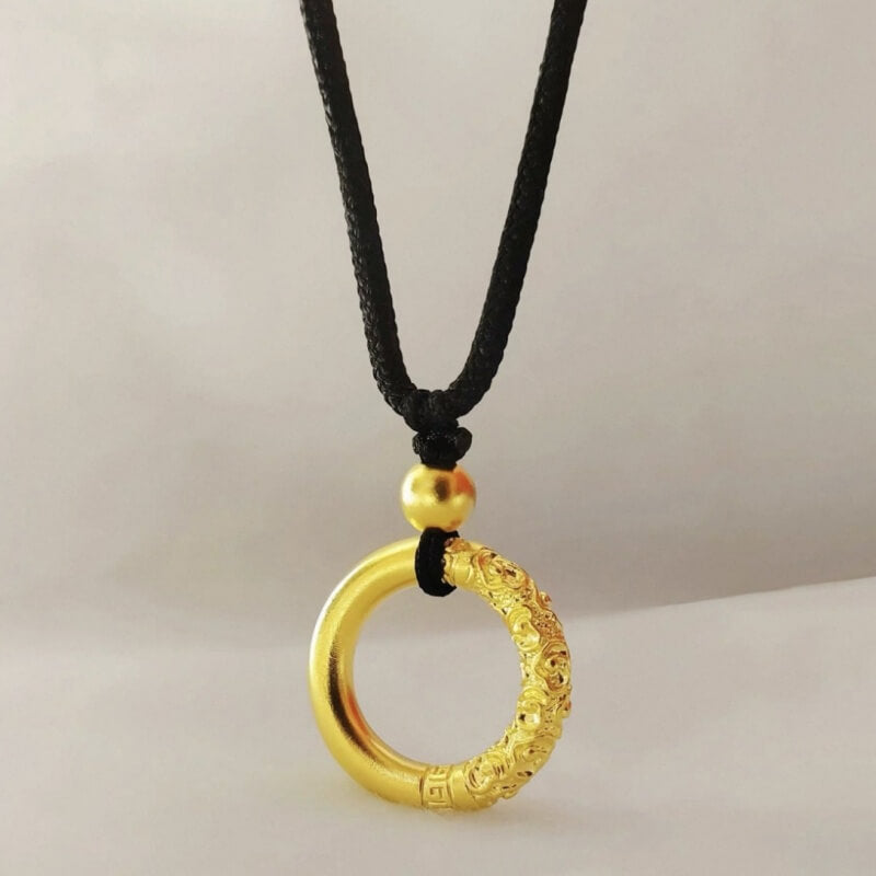 LuckyCharms Gold-plated Cloud Pattern Peace Buckle Pendant Necklace