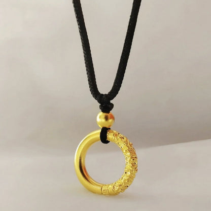 LuckyCharms Gold-plated Cloud Pattern Peace Buckle Pendant Necklace