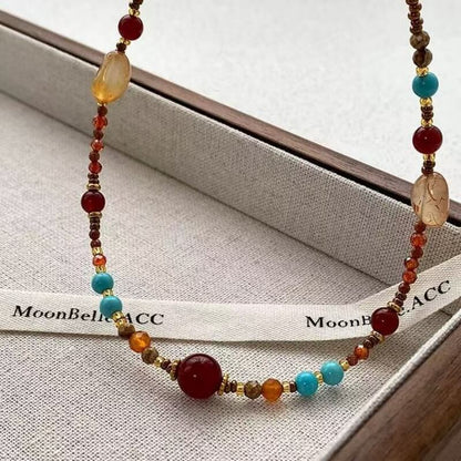 LuckyCharms Natural Agate & Turquoise Beaded Necklace