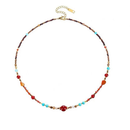 LuckyCharms Natural Agate & Turquoise Beaded Necklace