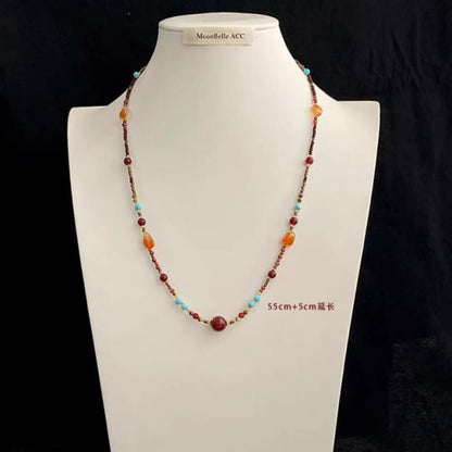 LuckyCharms Natural Agate & Turquoise Beaded Necklace