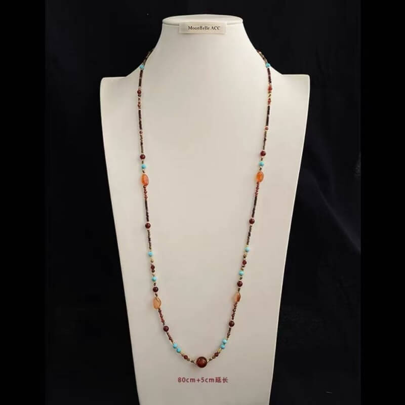 LuckyCharms Natural Agate & Turquoise Beaded Necklace