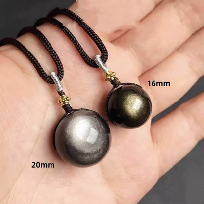 LuckyCharms Natural Obsidian Fortune-Turning Beads Pendant Necklace