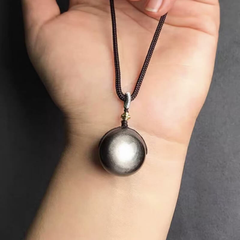 LuckyCharms Natural Obsidian Fortune-Turning Beads Pendant Necklace