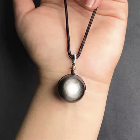 LuckyCharms Natural Obsidian Fortune-Turning Beads Pendant Necklace