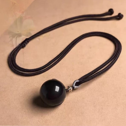 LuckyCharms Natural Obsidian Fortune-Turning Beads Pendant Necklace