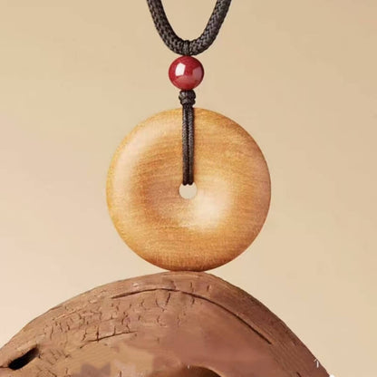 LuckyCharms Peach Wood Peace Buckle Pendant Blessing Necklace