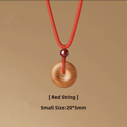 LuckyCharms Peach Wood Peace Buckle Pendant Blessing Necklace