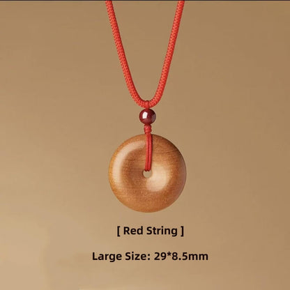 LuckyCharms Peach Wood Peace Buckle Pendant Blessing Necklace