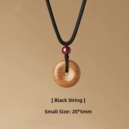 LuckyCharms Peach Wood Peace Buckle Pendant Blessing Necklace