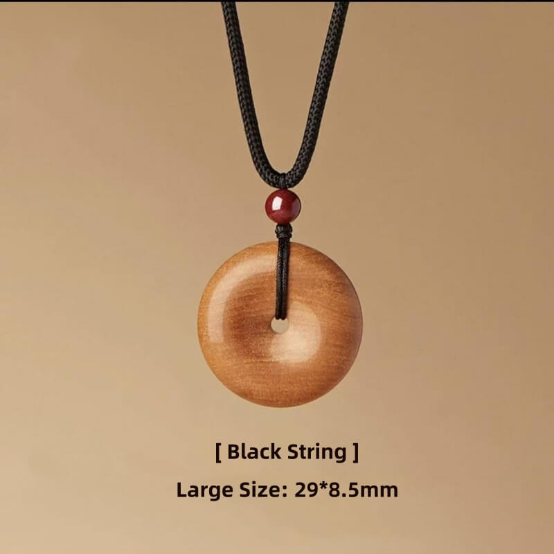 LuckyCharms Peach Wood Peace Buckle Pendant Blessing Necklace