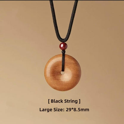 LuckyCharms Peach Wood Peace Buckle Pendant Blessing Necklace