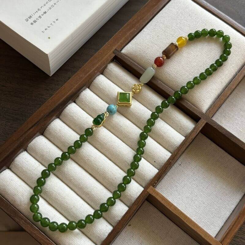 LuckyCharms Natural Yellow Agate & Turquoise Short Necklace